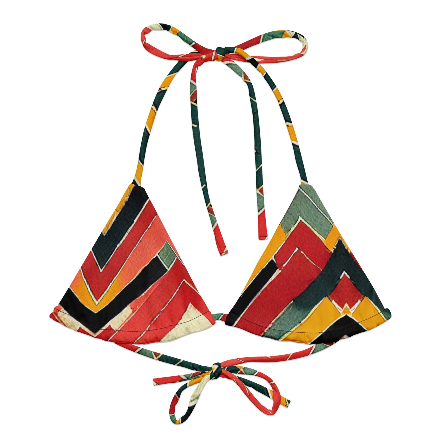 All-over print recycled string bikini top