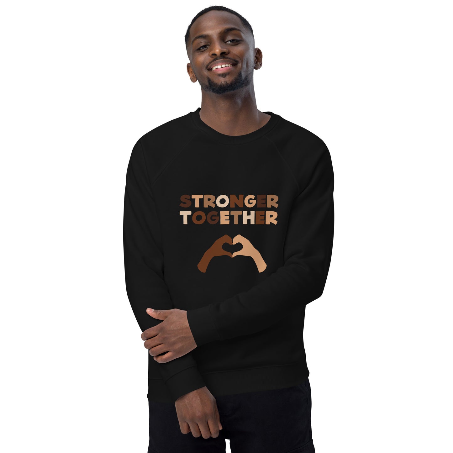 Unisex organic raglan sweatshirt - Stronger Together