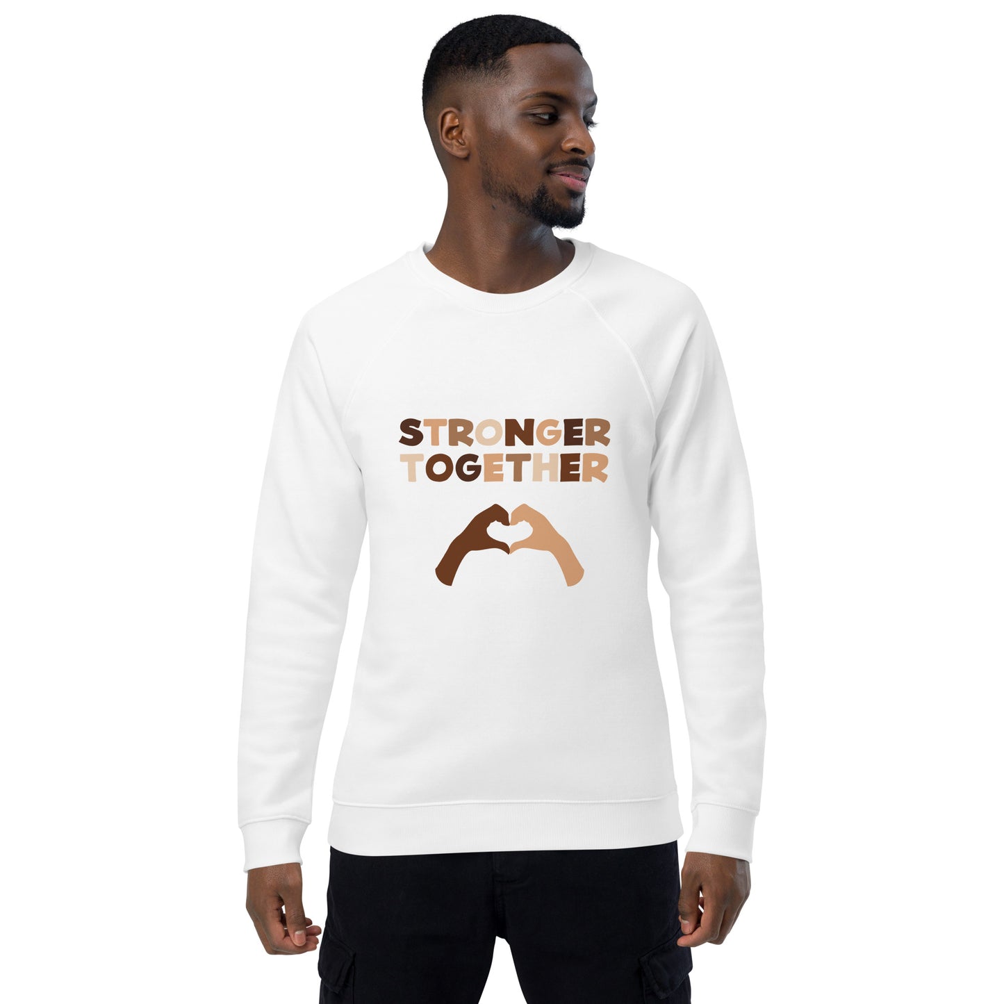 Unisex organic raglan sweatshirt - Stronger Together